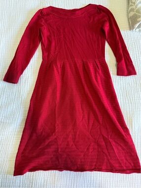 The Limited Bright Red Ribbed Quarter Sleeve Dress